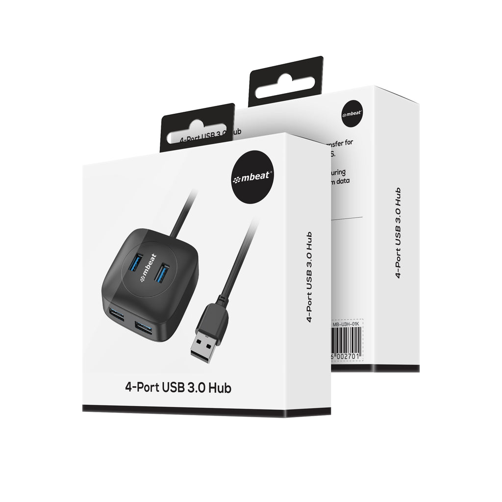 mbeat 4-Port USB 3.0 Hub | High-Speed Data Transfer for Laptops MBEAT