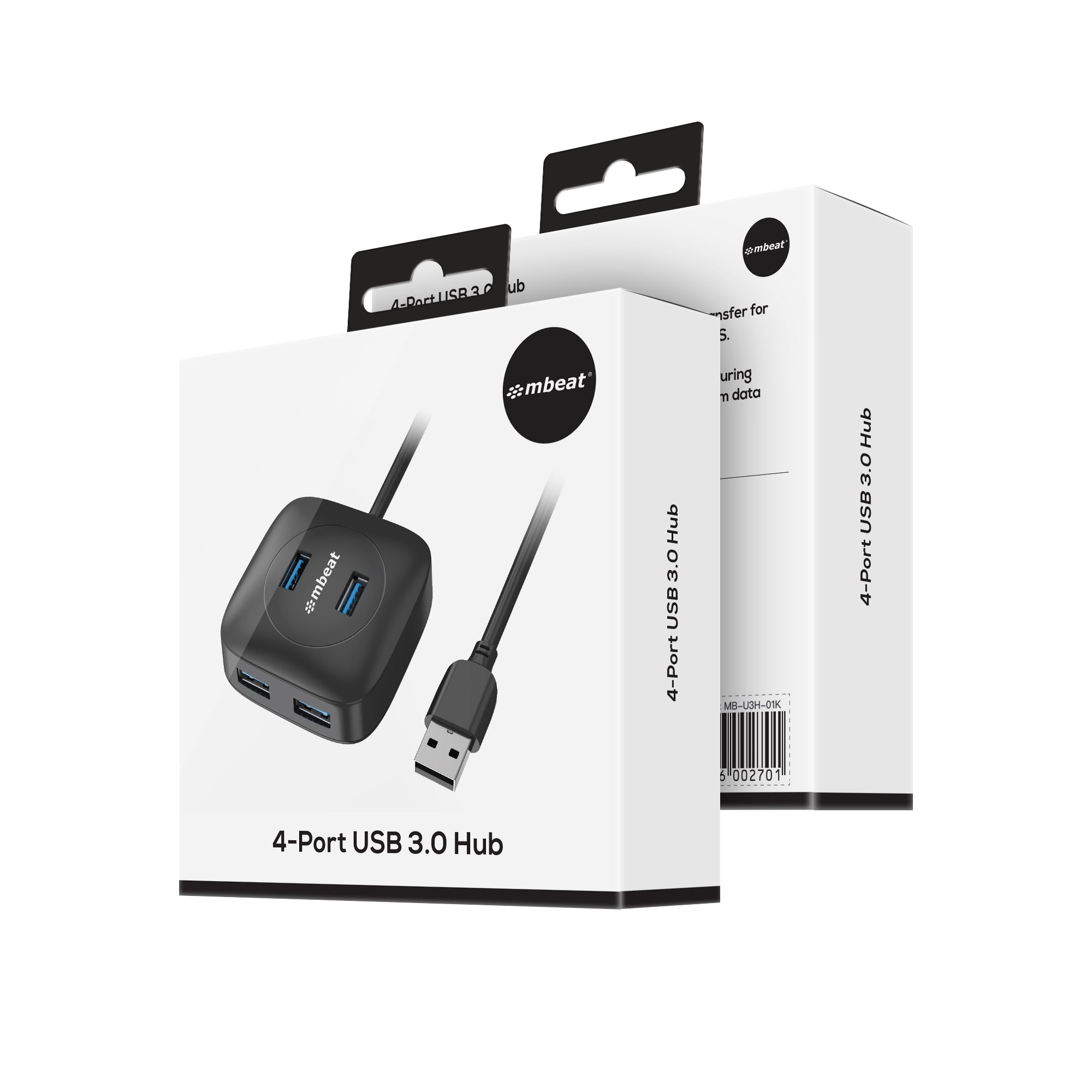 mbeat 4-Port USB 3.0 Hub | High-Speed Data Transfer for Laptops MBEAT