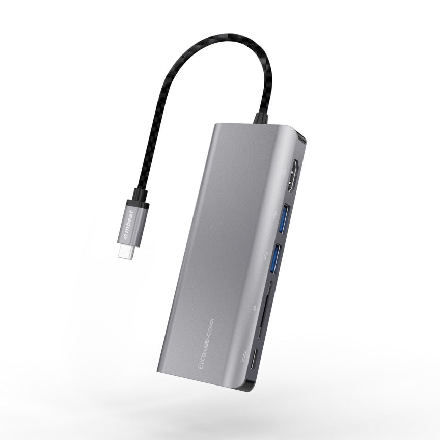 mbeat Elite USB-C Dock: 4K HDMI, LAN, Card Reader for Laptops & PCs 