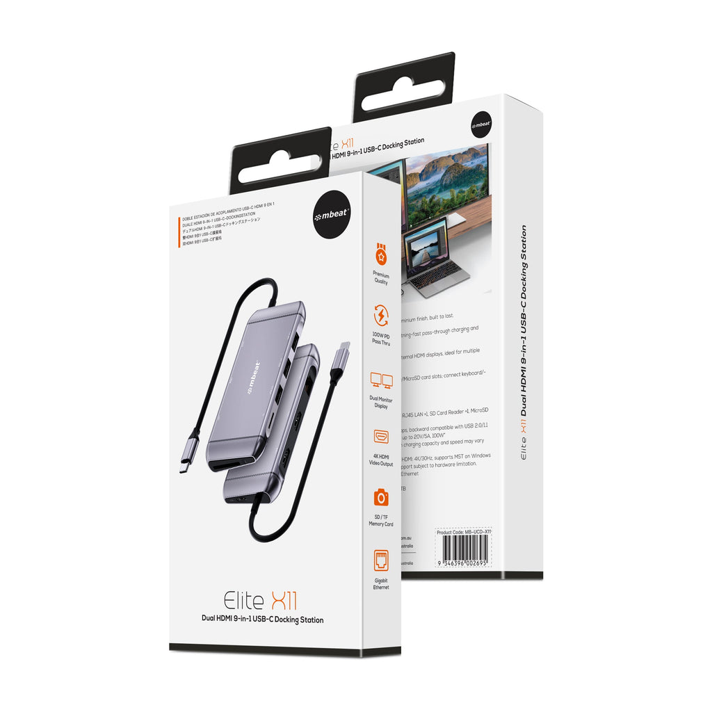 mbeat Elite X11 Dual 4K HDMI USB-C Docking Station 100W PD MBEAT