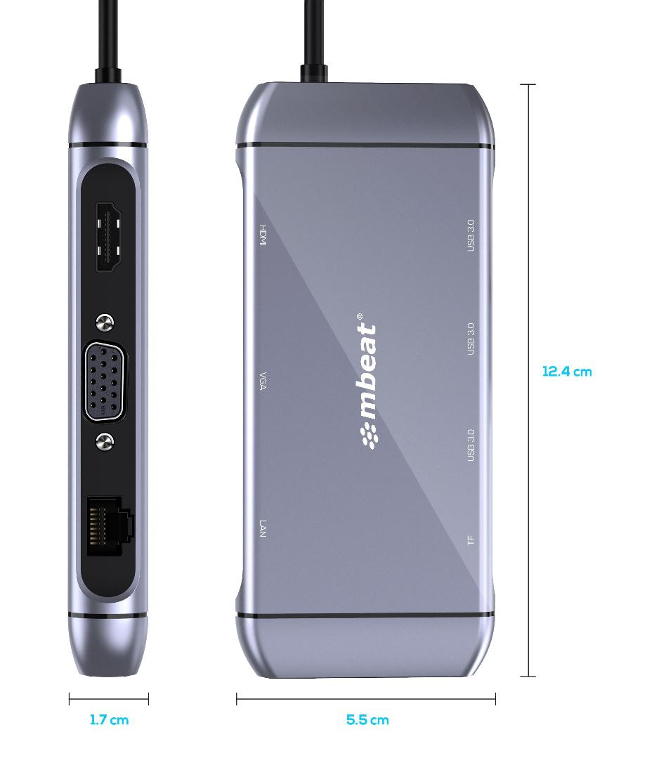 mbeat Elite X9 9-in-1 USB-C Docking Station - HDMI, VGA, 100W PD MBEAT