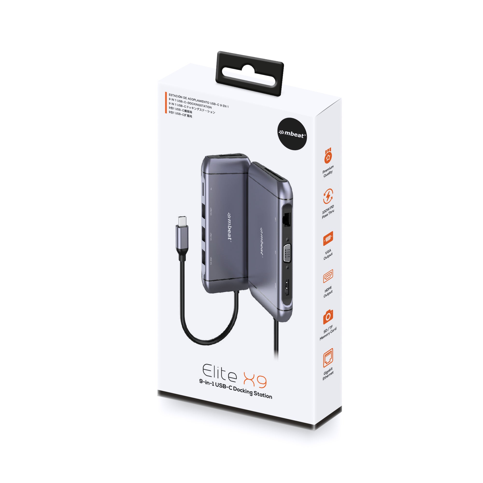 mbeat Elite X9 9-in-1 USB-C Docking Station - HDMI, VGA, 100W PD MBEAT