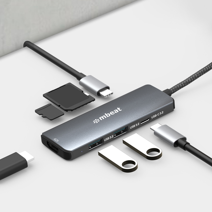 mbeat Elite USB-C Hub: 7-in-1, 8K HDMI, 100W Power & Fast USB MBEAT
