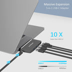 mbeat Essential Pro 5-in-1 USB-C Hub: 4K HDMI, PD Charge, USB 3.0 