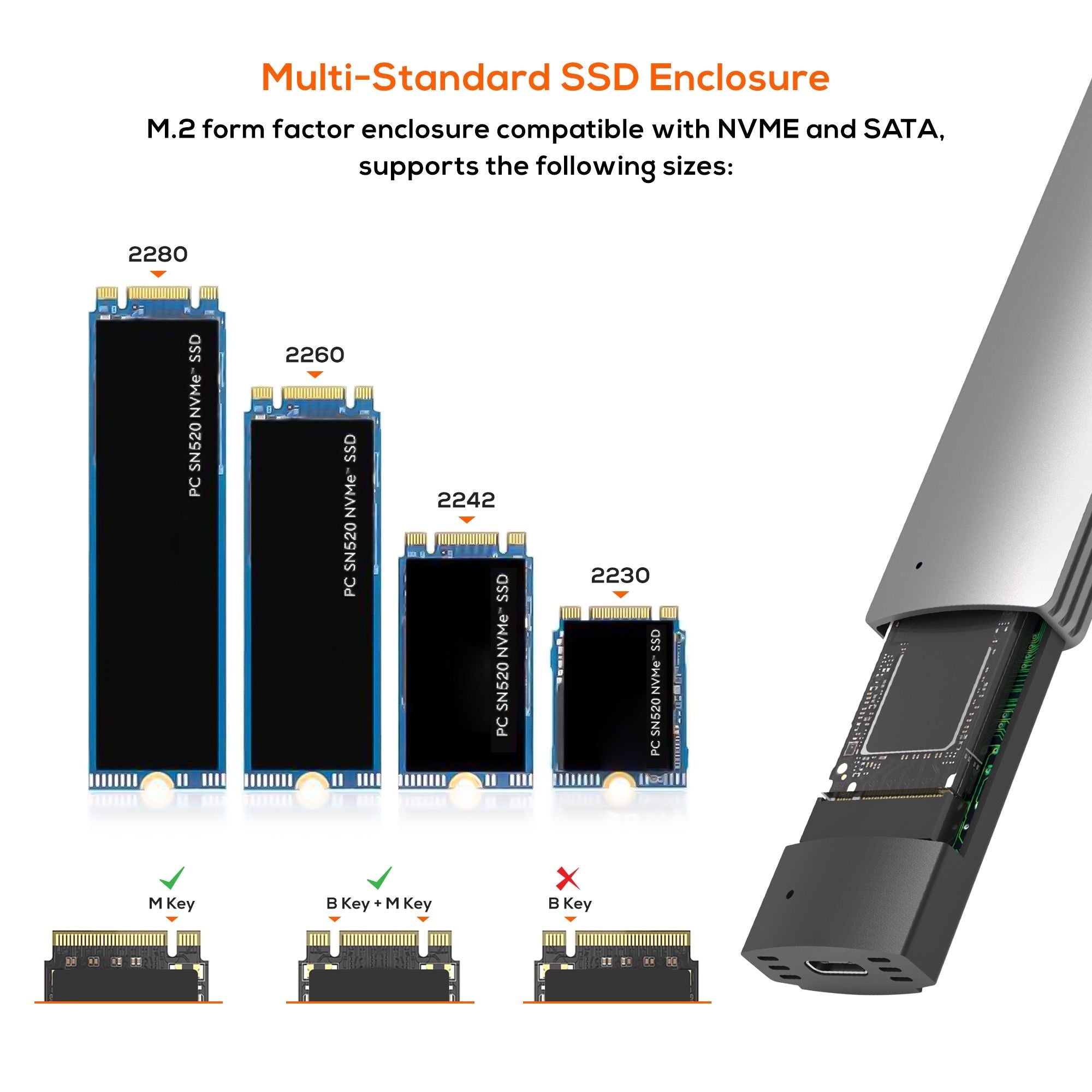 mbeat 10Gbps M.2 NVMe & SATA SSD Enclosure - Tool-Free USB-C MBEAT
