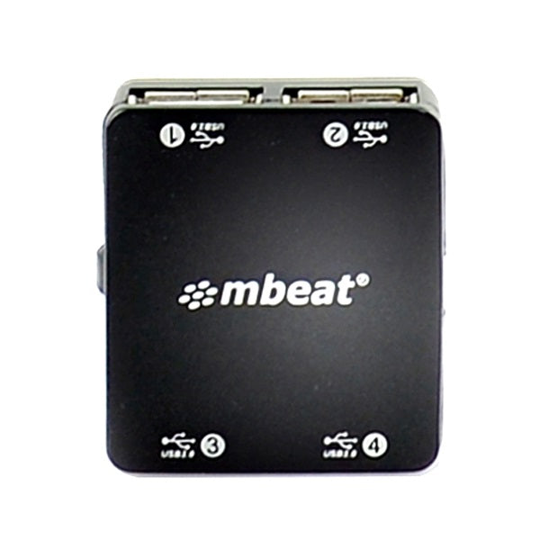 Mbeat Mini 4-Port USB 2.0 Hub for Laptops, PCs & Mac - Fold-Away Cable MBEAT