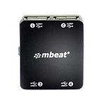 Mbeat Mini 4-Port USB 2.0 Hub for Laptops, PCs & Mac - Fold-Away Cable MBEAT