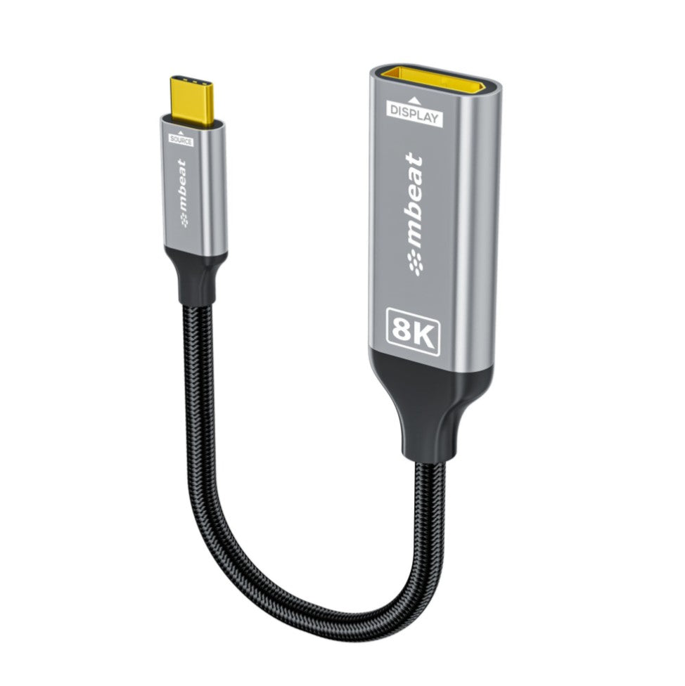 mbeat Tough Link 8K USB-C to DisplayPort Adapter | Space Grey 