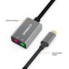 mbeat Elite USB-C to 3.5mm Audio Adapter | Headphone & Mic Jack - Grey MBEAT