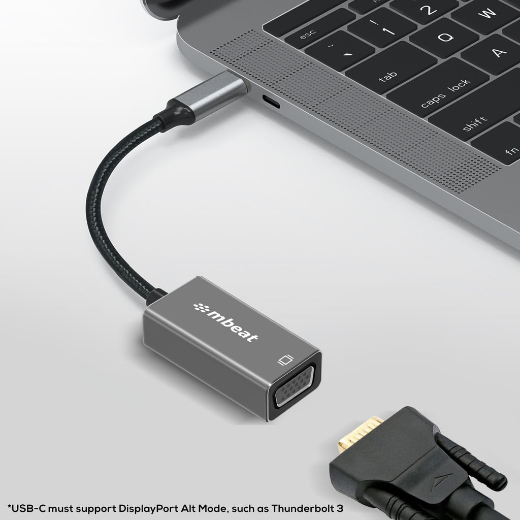 mbeat Elite USB-C to VGA Adapter - Space Grey | Full HD 1080p 