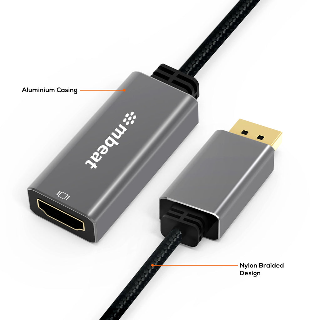 mbeat Elite 4K DisplayPort to HDMI Adapter | Nylon Braided Cable MBEAT