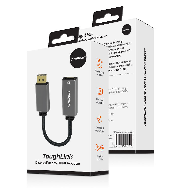 mbeat Elite 4K DisplayPort to HDMI Adapter | Nylon Braided Cable MBEAT