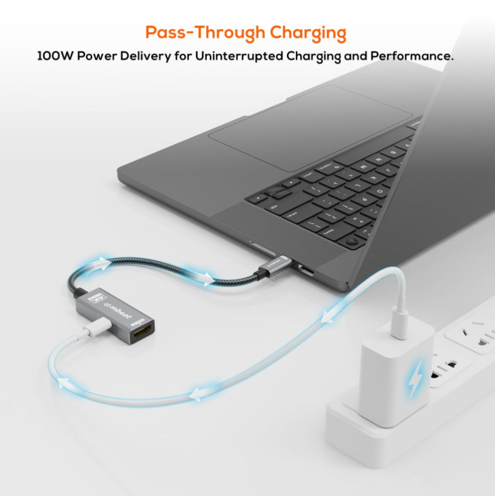 mbeat Tough Link USB-C to HDMI 4K 60Hz Adapter | 100W PD - Space Grey 