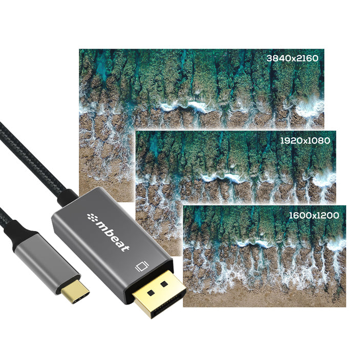 mbeat® Tough Link 1.8m 4K USB-C to Display Port Cable - Converts USB-C to DisplayPort,4K@60Hz - image 3