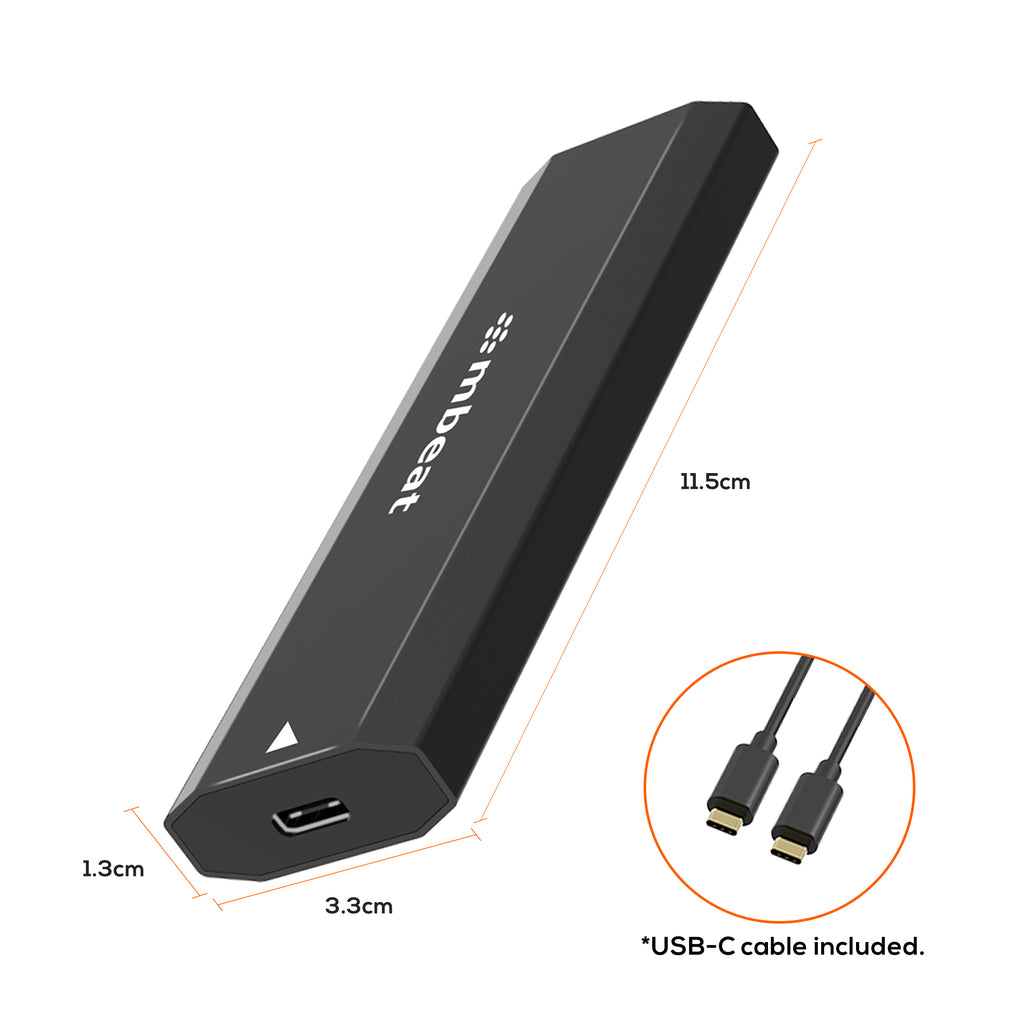 mbeat Elite USB-C M.2 SSD Enclosure | NVMe & SATA | Portable & Durable