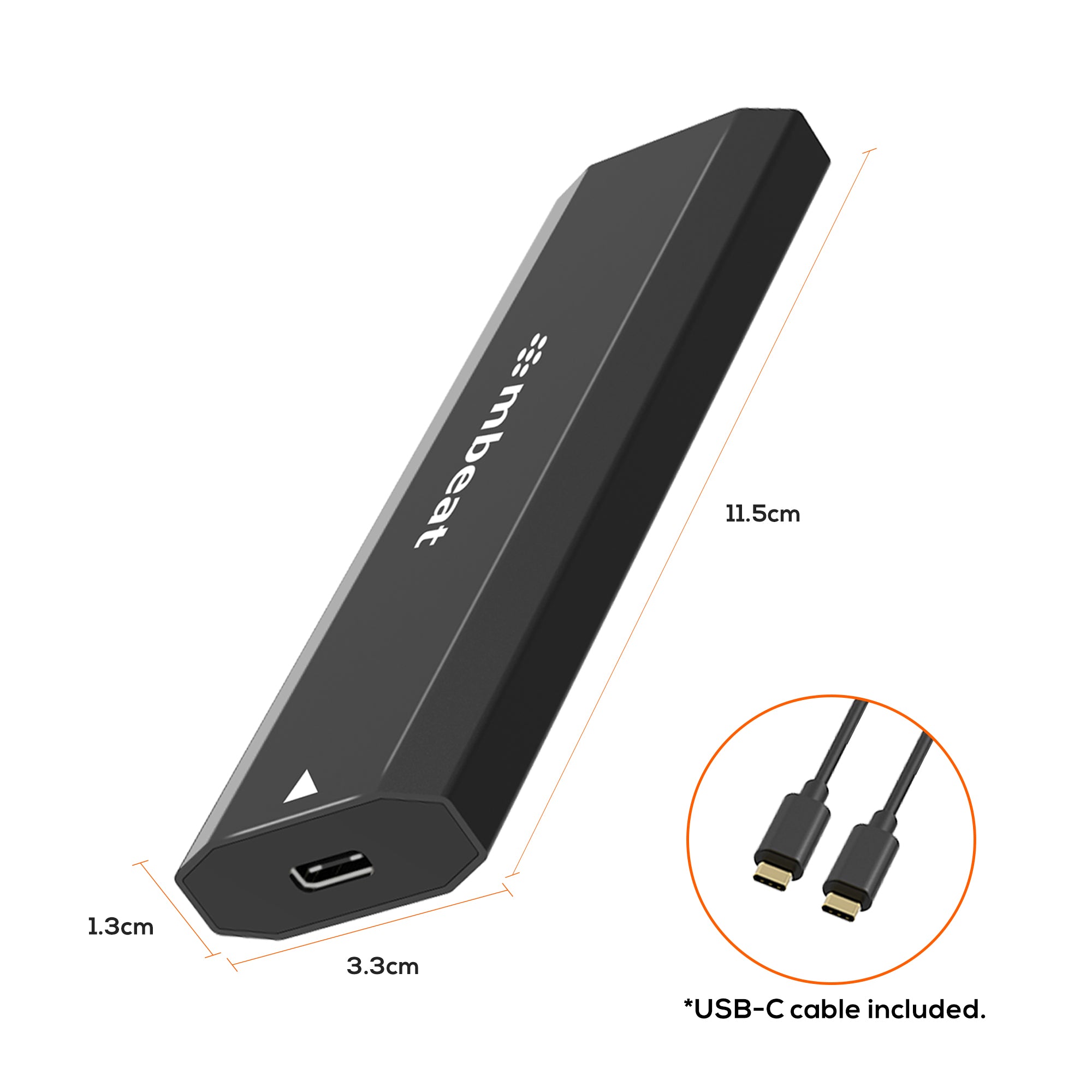 mbeat Elite USB-C M.2 SSD Enclosure | NVMe & SATA | Portable & Durable