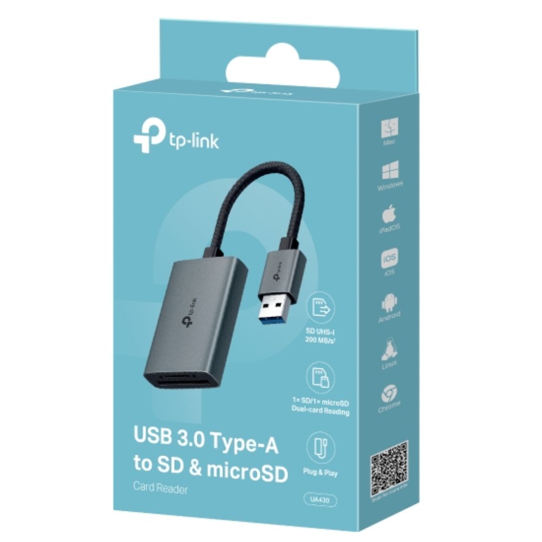 TP-Link UA430 USB 3.0 SD & microSD Dual Card Reader - Fast Data Transfer TP-LINK
