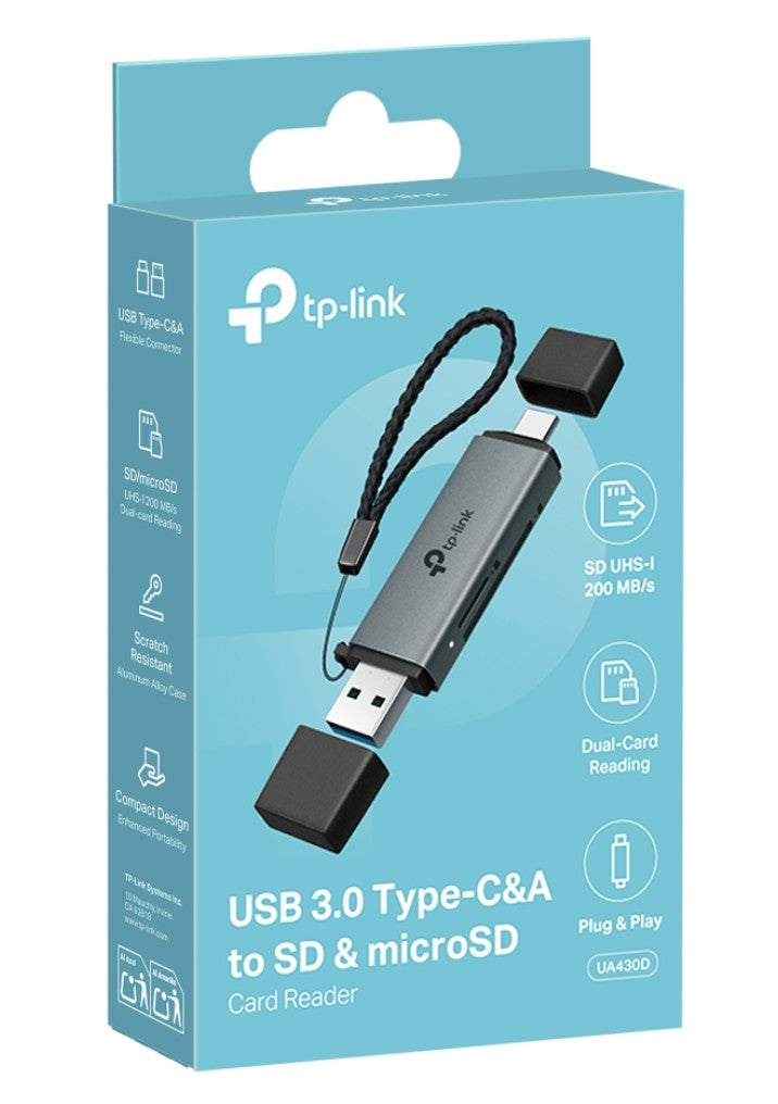 TP-Link USB-C & USB-A Dual SD/MicroSD Card Reader - Fast 5Gbps TP-LINK