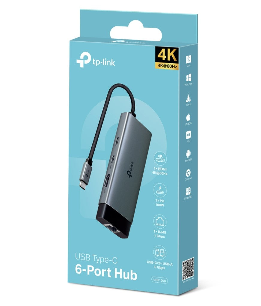 TP-Link 6-in-1 USB-C Hub | 4K HDMI, Gigabit Ethernet, 100W PD TP-LINK