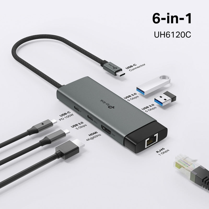 TP-Link 6-in-1 USB-C Hub | 4K HDMI, Gigabit Ethernet, 100W PD TP-LINK