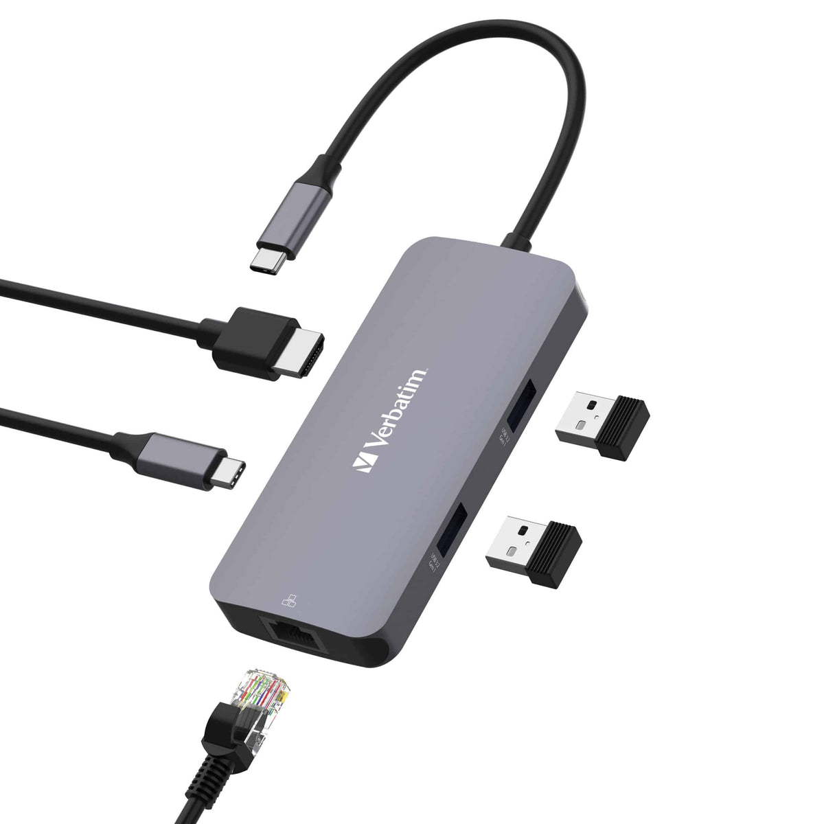 Verbatim USB-C Multiport Hub - 5-in-1 HDMI, Ethernet, USB-A, Power Verbatim