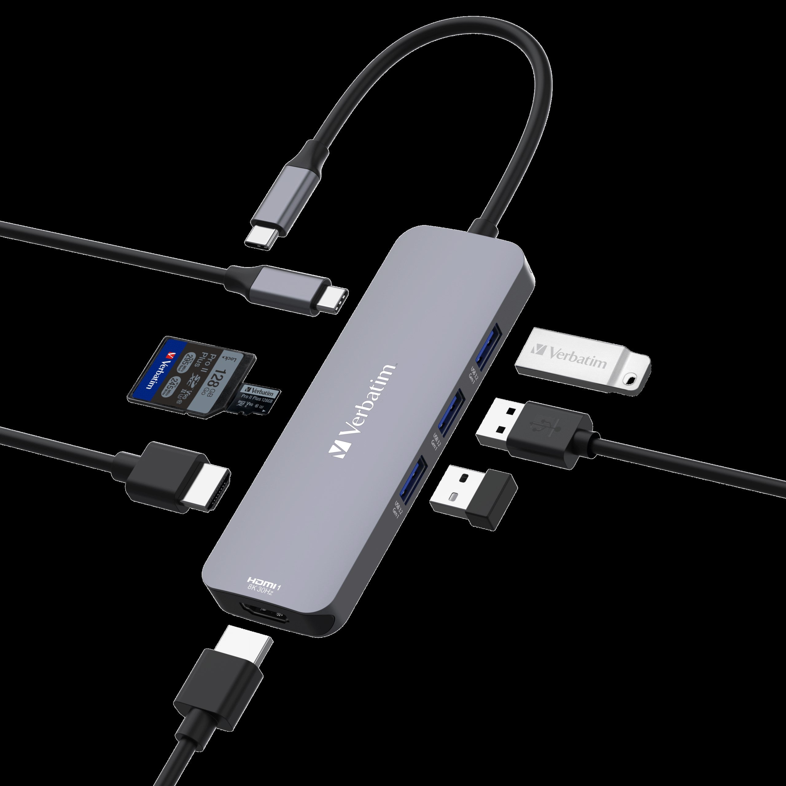 Verbatim USB-C Pro 8-in-1 Multiport Hub Dual HDMI & SD Verbatim