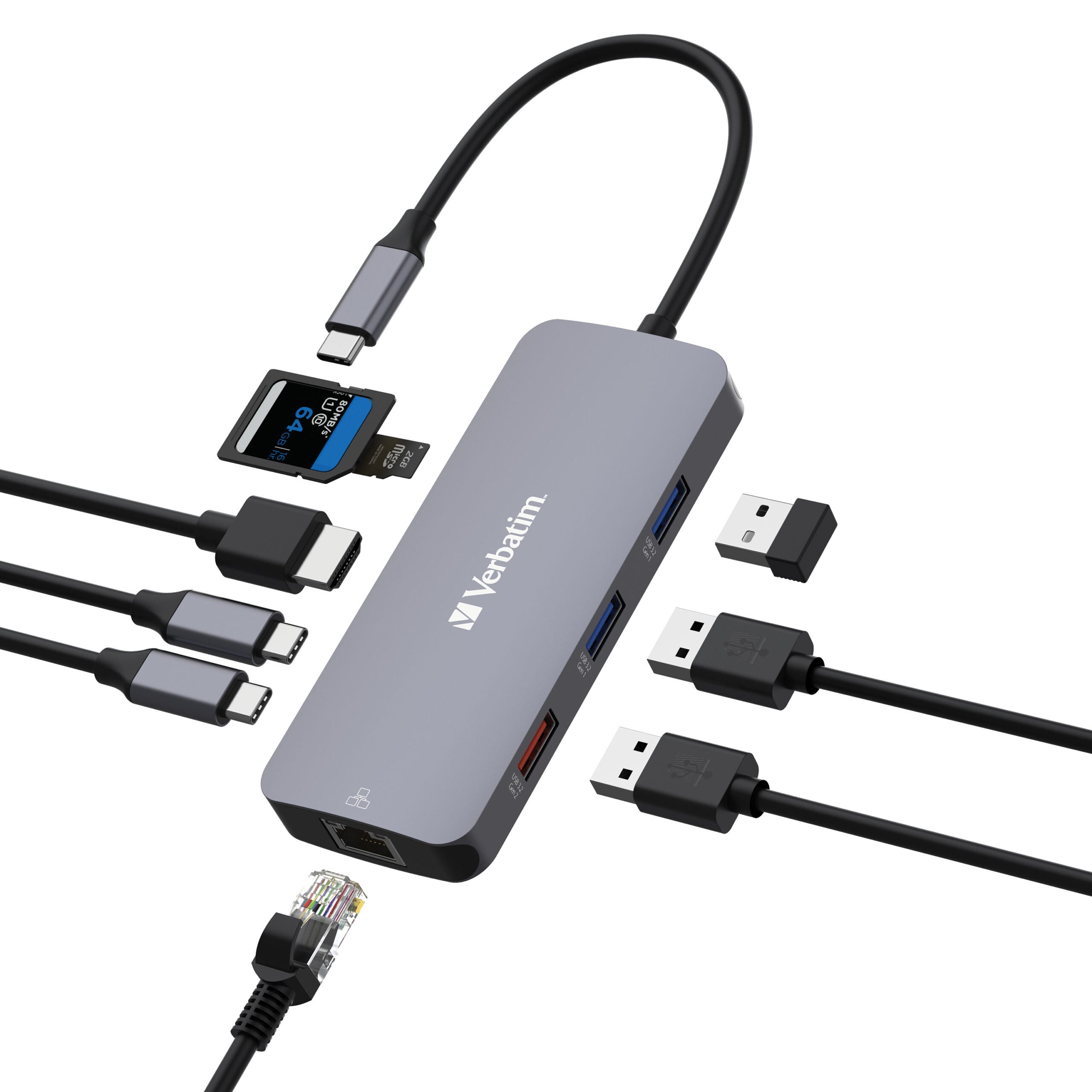 Verbatim USB-C Pro 9-in-1 Multiport Hub - HDMI, Ethernet, USB & SD