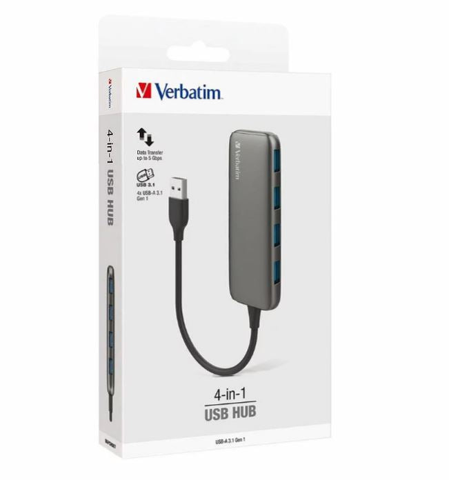 Verbatim 4-Port USB 3.1 Hub - Fast USB Port Expander Verbatim