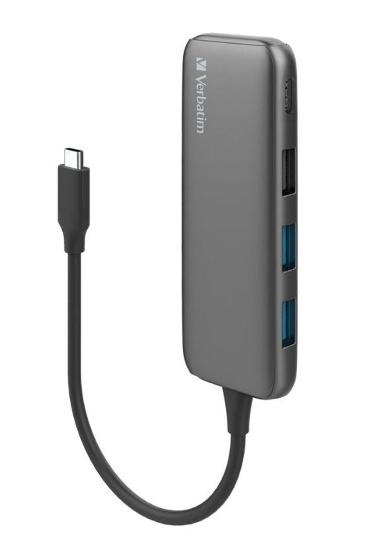 Verbatim USB-C Hub for Laptops | 2x USB 3.0, USB 2.0 & USB-C Ports Verbatim