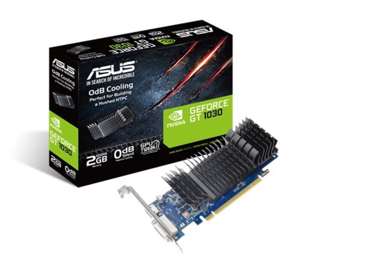 ASUS nVidia GeForce GT1030-SL-2G-BRK 2GB GDDR5 Low Profile Graphics Card with Bracket For Silent HTPC Build (W