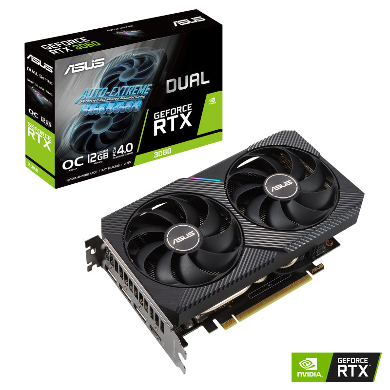 ASUS nVidia GeForce DUAL-RTX3060-O12G-V2 RTX3060 V2 12GB GDDR6 OC Edition,1867 Mhz Boost, 1xHDMI 2.1 3xDP 1.4a