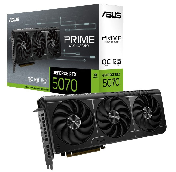 ASUS nVidia GeForce PRIME-RTX5070-O12G RTX 5070 12GB GDDR7 OC Edition 2557MHz Boost Clock, RAM 28Gbp - PRIME-RTX5070-O12G