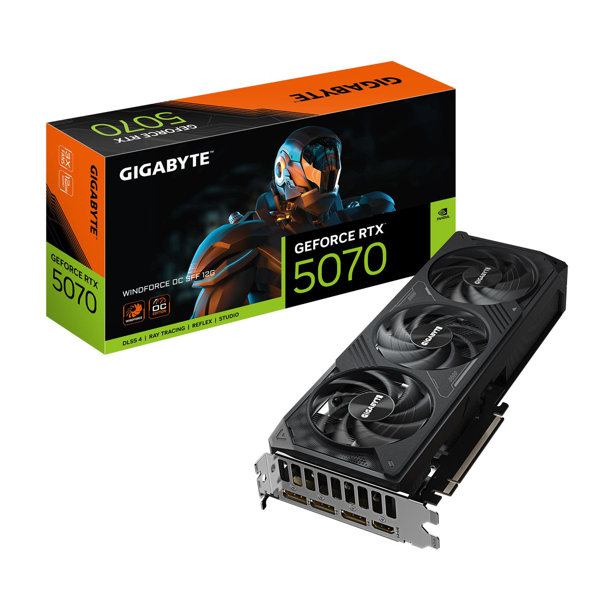 Gigabyte GeForce RTX 5070 WINDFORCE OC SFF 12G, 2542 MHz, CUDA 6144, 28 Gbps, GDDR7, 192 bit, PCI-E 5.0, PSU 7