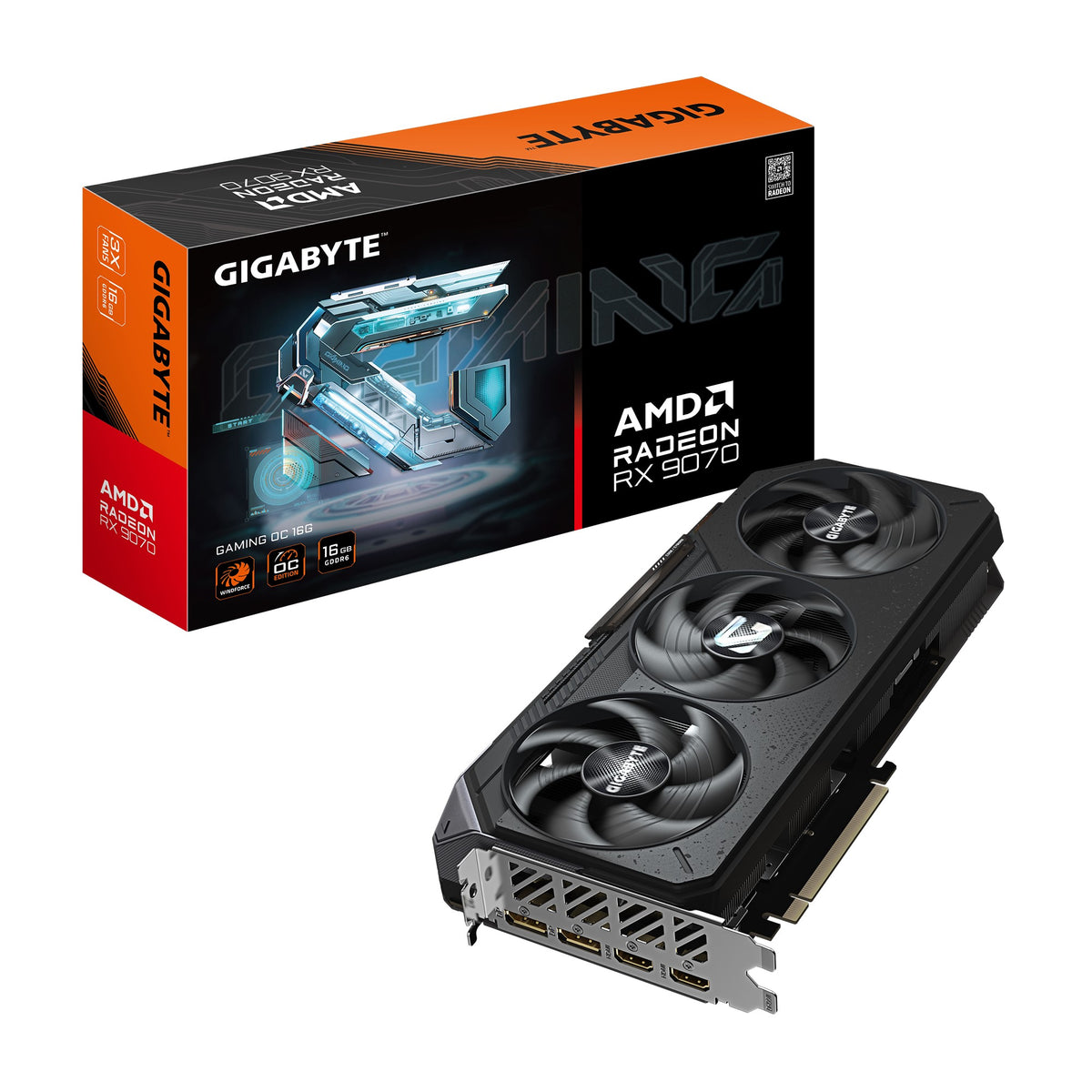 Gigabyte Radeon™ RX 9070 GAMING OC 16G, 20 Gbps, GDDR6, PCI-E 5.0, PSU 750W, 8 pin*2, DisplayPort 2.1a x2 HDMI