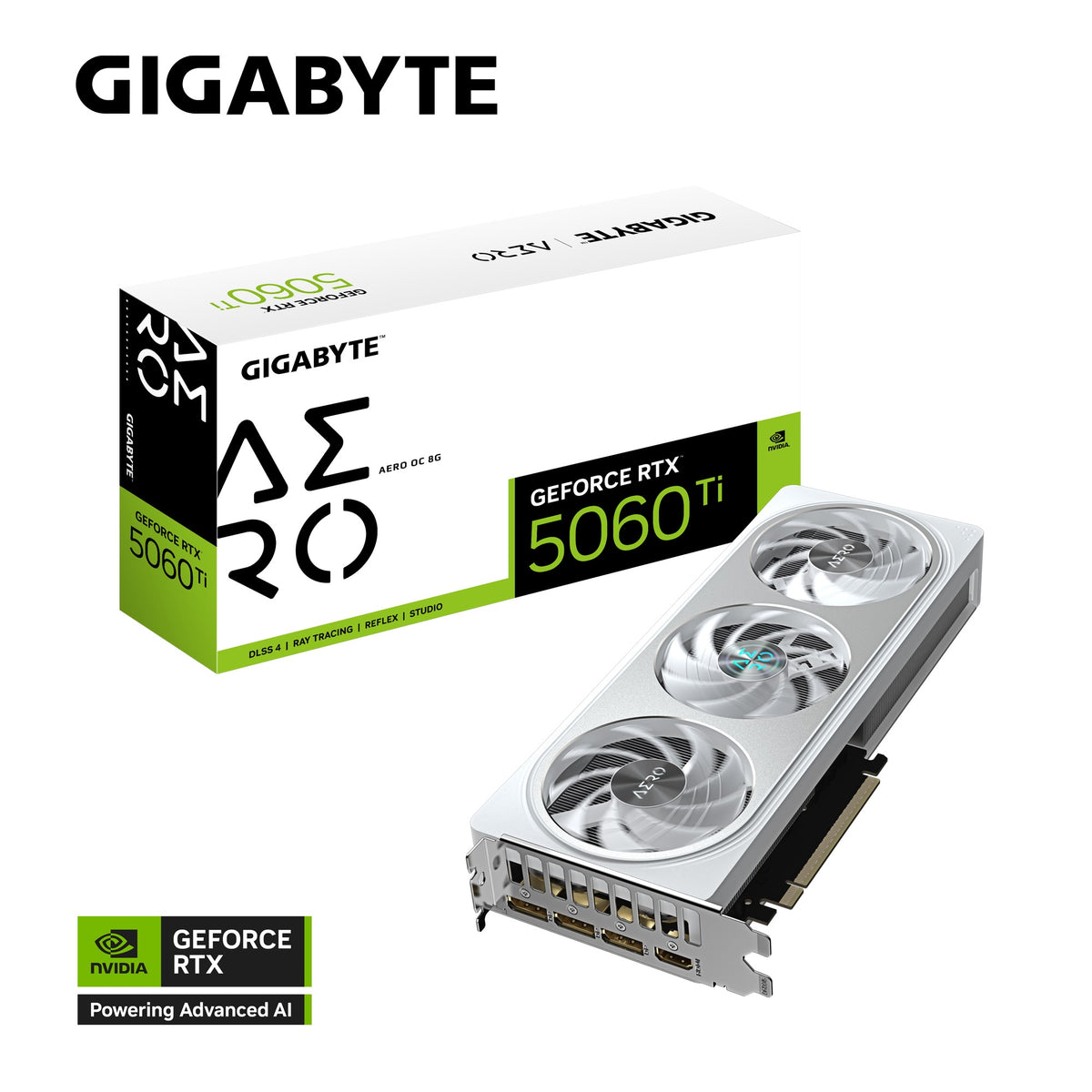 Gigabyte GeForce RTX™ 5060 Ti AERO OC 8G, 2647 MHz, CUDA TBD, 28 Gbps, GDDR7, 128 bit, PCI-E 5.0, PSU 650W, Di