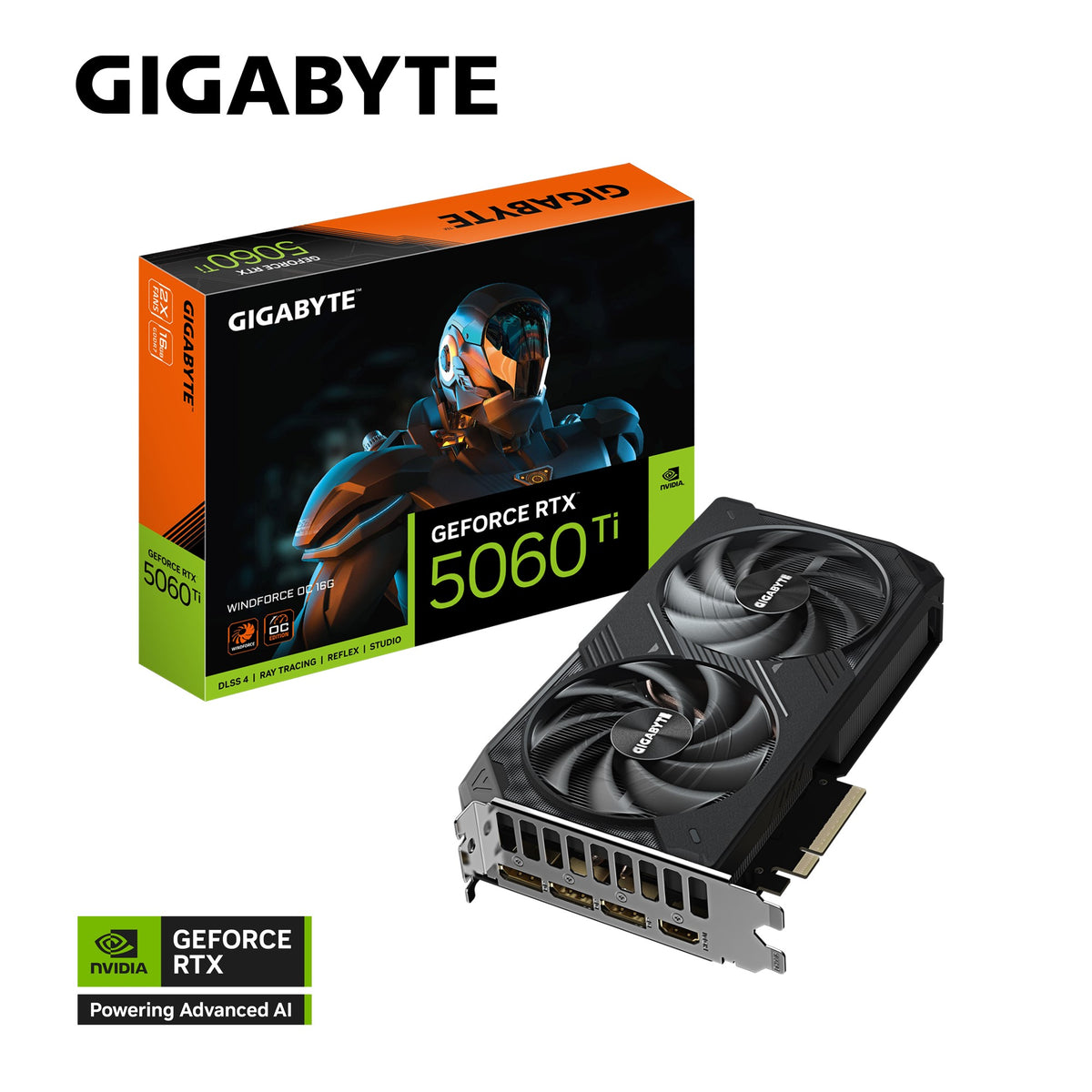 Gigabyte GeForce RTX™ 5060 Ti WINDFORCE OC 16G, 2587 MHz, CUDA TBD, 28 Gbps, GDDR7, 128 bit, PCI-E 5.0, PSU 65
