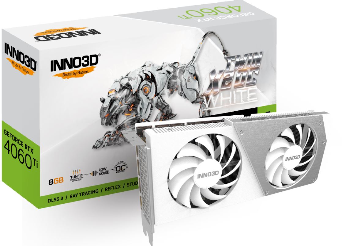 INNO3D RTX 4060 Ti 8GB TWIN X2 OC White Gaming GPU INNO3D