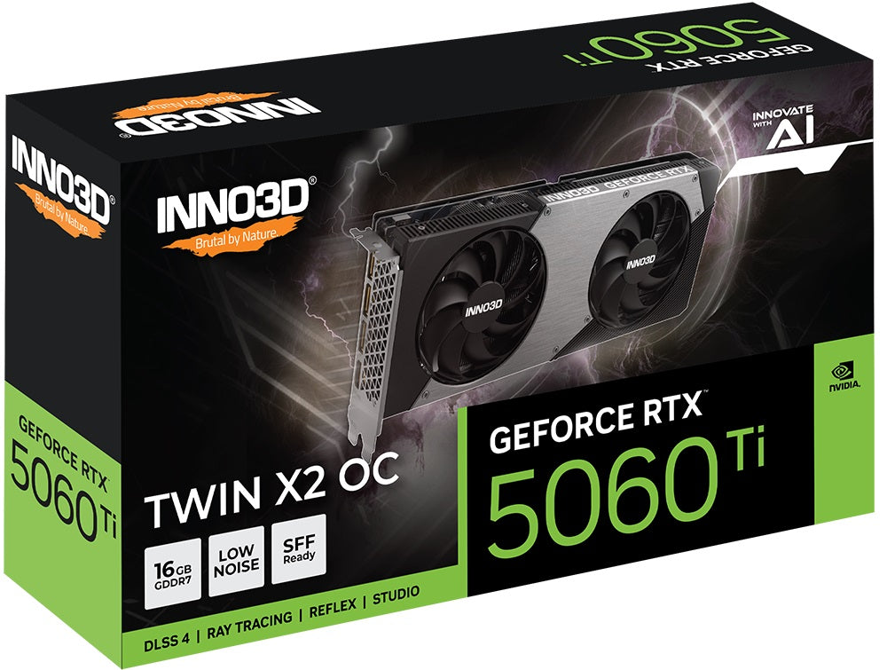 INNO3D GeForce RTX 5060 Ti TWIN X2 OC 16GB GDDR7 Gaming GPU INNO3D