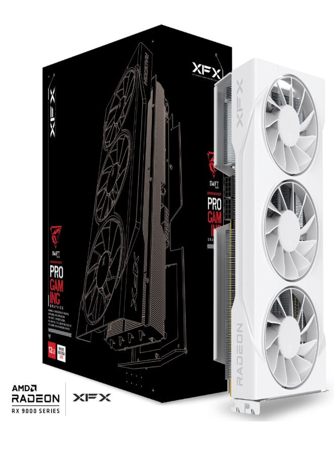 XFX Swift AMD Radeon RX 9070GRE White Triple Fan Gaming Edition with 12GB GDDR6 HDMI 3xDP, AMD RDNA™ 4 (RX-97G