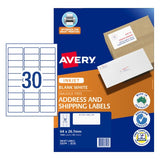 Avery J8158 Inkjet Labels - 30 Per Sheet, 50 Sheets 