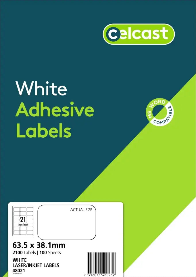 Avery 21 Up Labels - White Multipurpose - 100 Sheets 