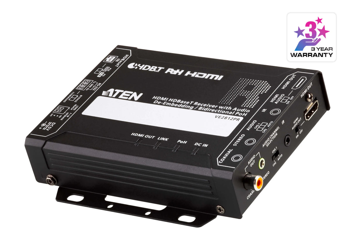Aten HDBaseT HDMI Receiver | Audio De-Embed & Bi-directional PoH 